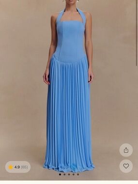 Meshki Sky Blue Halter Neck Maxi Dress